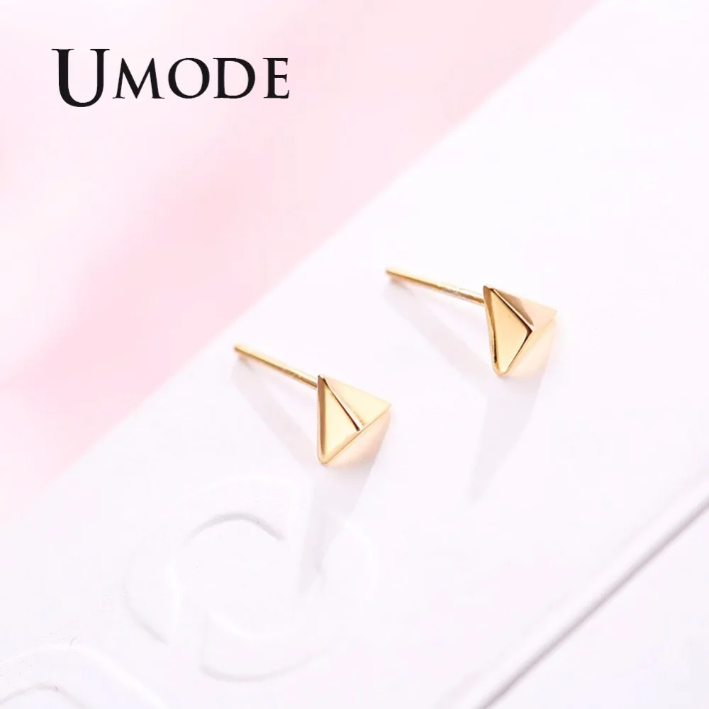 Женские Треугольные Серьги гвоздики UMODE ювелирные изделия золотого цвета из