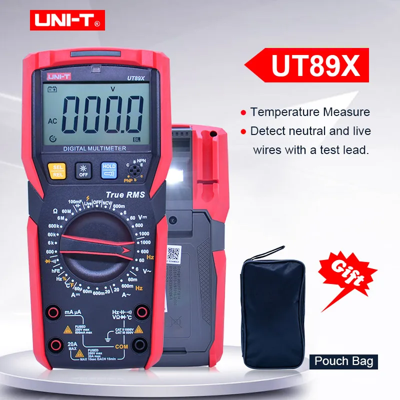 

Digital multimeter UNI-T UT89X;AC DC Voltage Current meter;Ammeter Voltmeter Resistance Temperature tester;NCV/Live wire test