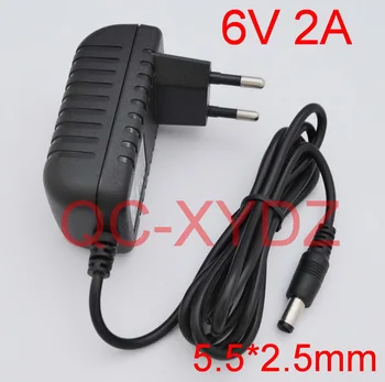 

100PCS High quality DC 6V 2A IC program AC 100V-240V Converter Switching power adapter 2000mA Supply EU Plug DC 5.5mm x 2.5mm