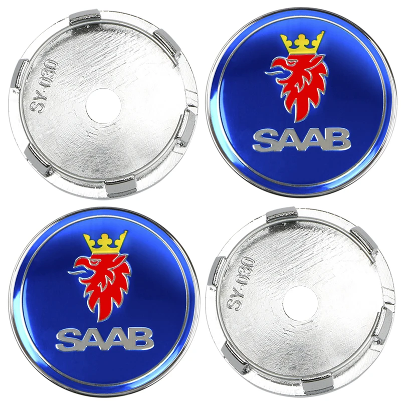 

4pcs 60mm Wheel Center Hub Caps Car Emblem Badge Logo Wheel Center Cap For Saab 9-3 9-5 900 9000 Saab 93 95 Car Accessories