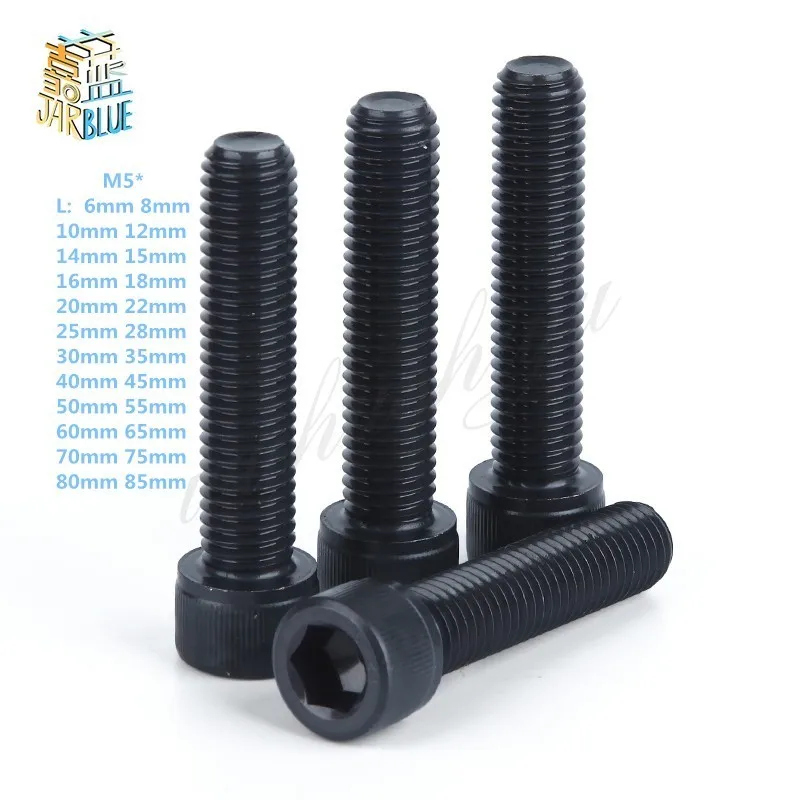 

DIN912 Metric Thread M5 Black Grade 12.9 Alloy Steel Hex Socket Head Cap Screw Bolts M5*(6/8/10/12/14/15/16/18/20/22/25~60) mm