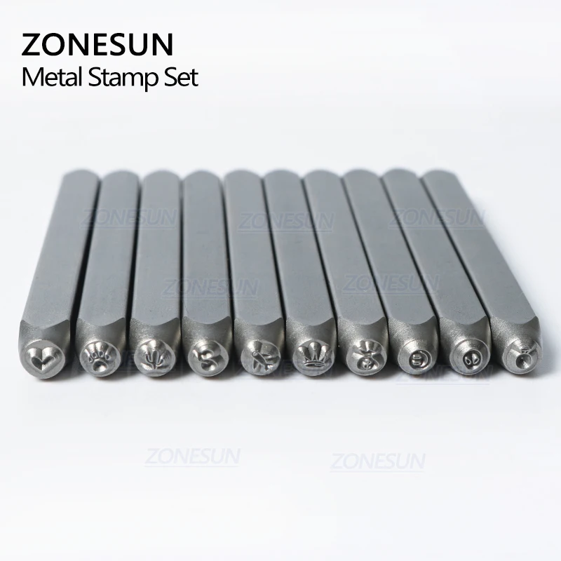 ZONESUN 36PCS Jewelry Metal Stamps Alphabet Set A-Z Heart Symbol Leather Punch Die Case Craft Stamping Tools Steel Metal