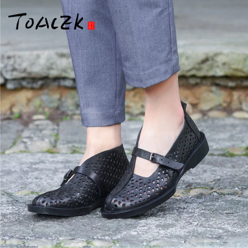 

Spring and summer handmade leather sandals, hollow and comfortable and breathable women's shoes