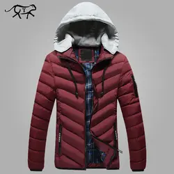 Брендовая зимняя куртка Для мужчин модные Новое поступление Повседневное тонкий хлопок толщиной Для мужчин s парки с капюшоном теплые