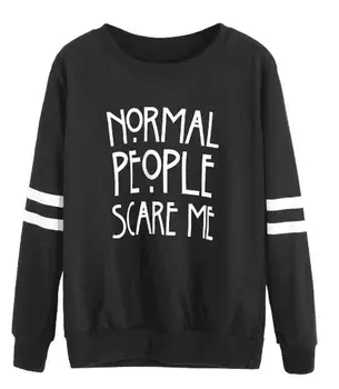 

Normal people scare me Hoodies Sweatshirts 2020 Women Casual Kawaii fashion Fashion Punk Girls Clothing European Tops Korean