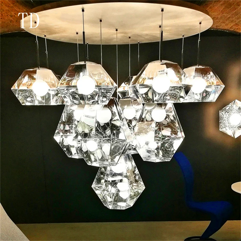 

Nordic LED Loft Chandeliers Resin Mirror Modern Chandelier Lighting for Cafe Bar Decor Bedroom Restaurant Hanging Light Lamp
