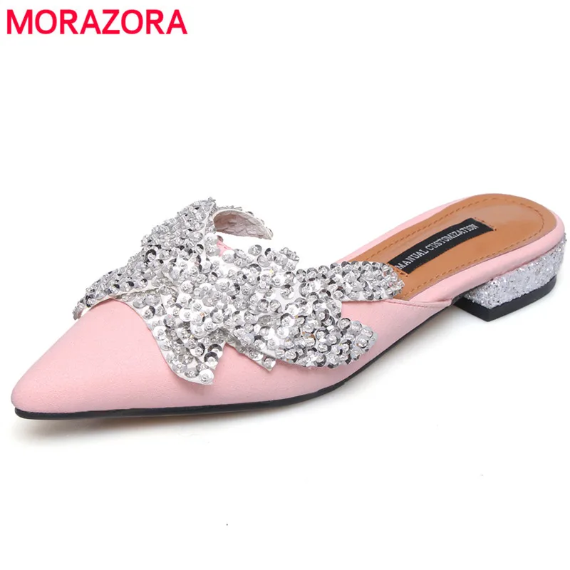 

MORAZORA 2019 new arrival suede leather outside slipper shoes women pointed toe fashion summer shoes popular party shoes woman