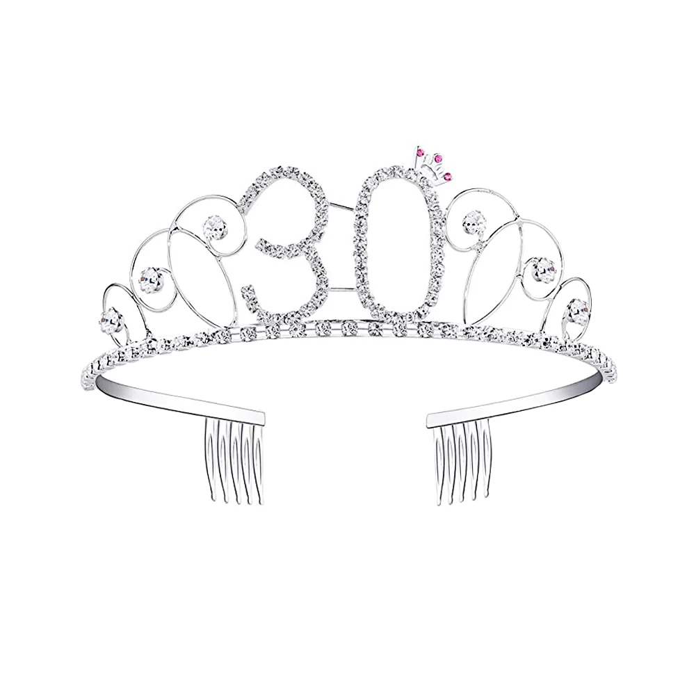 Для женщин Birthday Crown 16/18/20 Вт, 30 Вт/40/50/90 лет подарки на день рождения украшения для волос День рождения диадема на выпускной вечер, аксессуары для волос