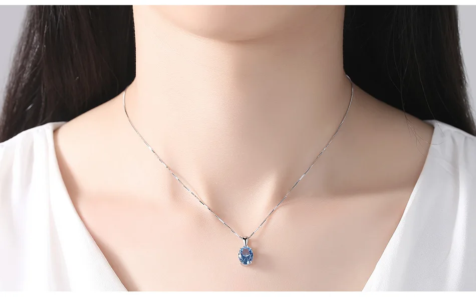 Новый дизайн S925 стерлингового серебра Цепочки и ожерелья небесно-синий топаз драгоценный камень женское ожерелье с подвеской Glamour Jewelry