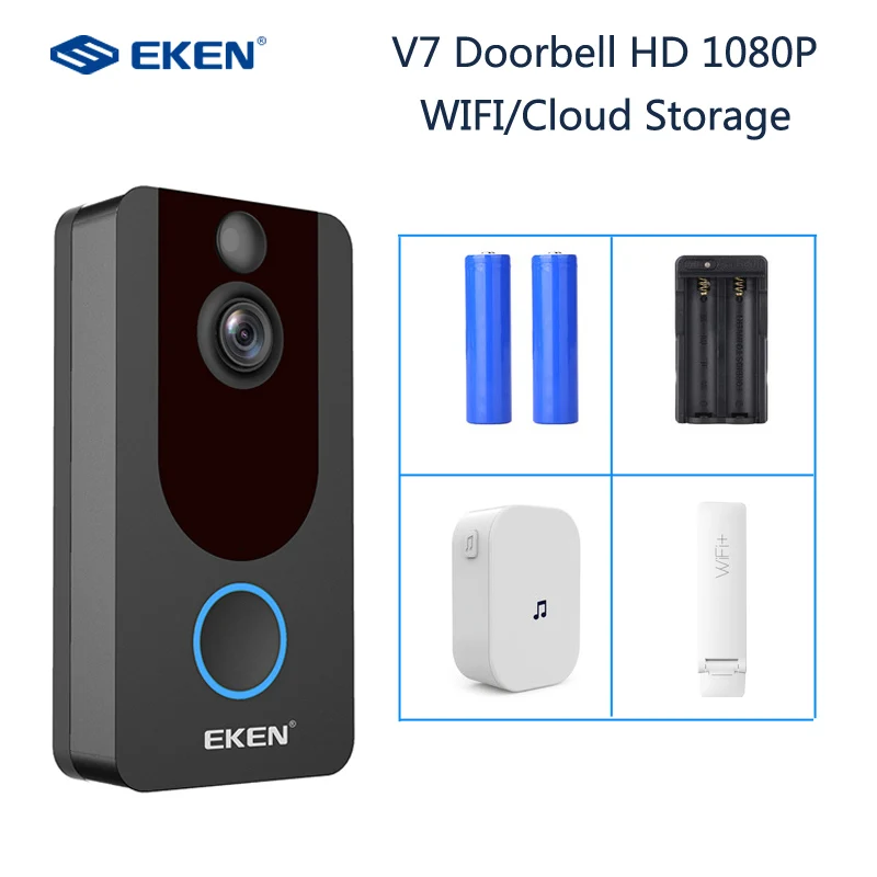 

EKEN V7 HD 1080P Smart WiFi Video Doorbell Camera Visual Intercom With Chime Night vision IP Door Bell Wireless Security Camera
