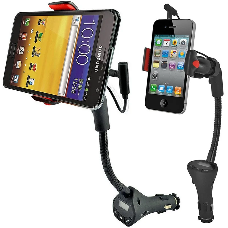 Universal Car Mount Charging Dock Station with Radio FM Transmitter USB Charger & 360 Degree