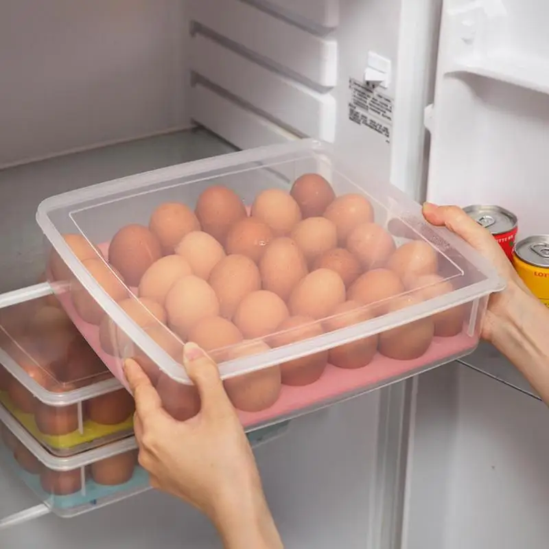 30 сетки пластиковая коробка для яиц Кухня яйца ящик для хранения яиц держатель Штабелируемый холодильник органайзеры хранение контейнер для яиц