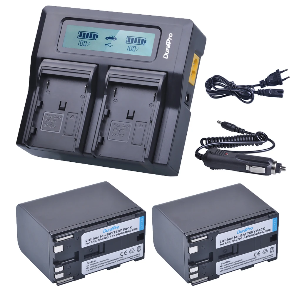 2 x 8400mAh BP-970G BP 970G BP-975 Batteries + LCD Dual Quick Charger Kits for Canon EOS C100,Mark II, EOS C300, XF100, XF105 2 x 8400mAh BP-970G BP 970G BP-975 Batteries + LCD Dual Quick Charger Kits for Canon EOS C100,Mark II, EOS C300, XF100, XF105