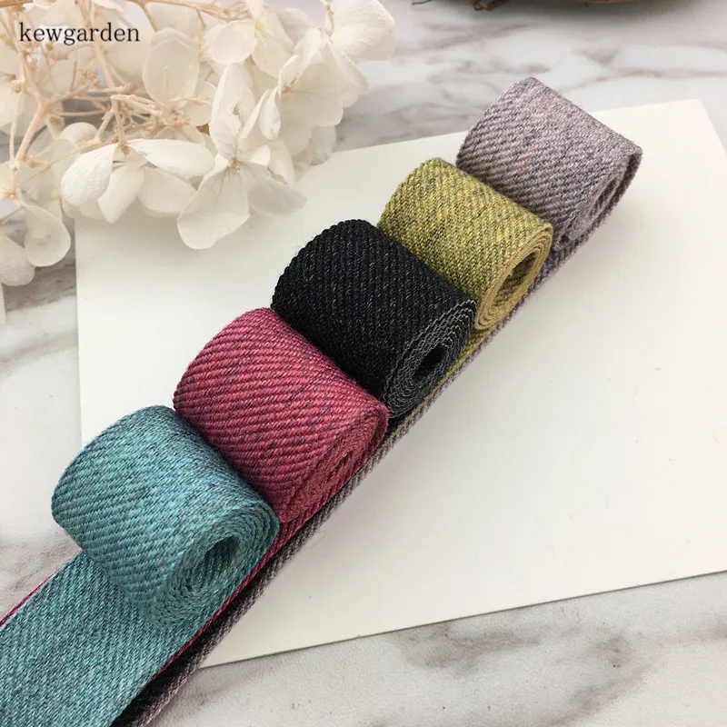 

Kewgarden Wool Satin Ribbons 1" 5/8" DIY Bowknot Thick Soft Cotton Ribbon Handmade Tape Garment Accessories Riband 5m