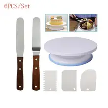 6 шт./компл. торт проигрыватель вращающийся Пластик миксер для теста Ножи украшения подставка для пирожных торт поворотный стол для выпечки форма для выпечки тортов DIY инструмент