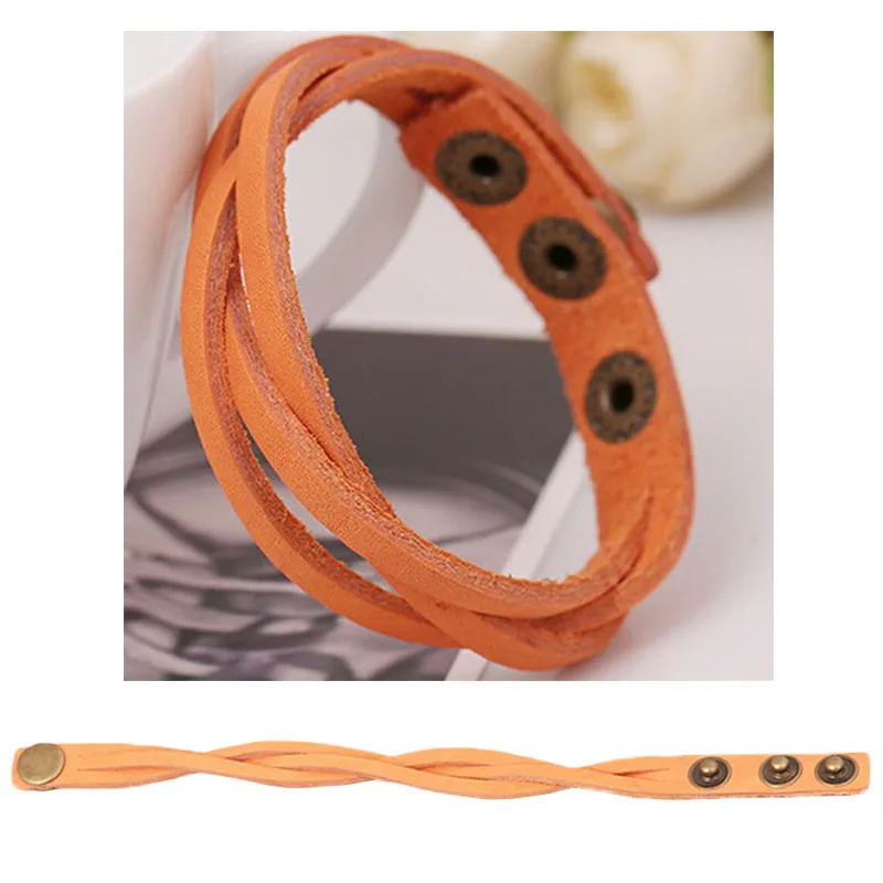 

Korea new style braided leather multi-color fashion men women charm bracelets trendy pulseiras braceletes bangles