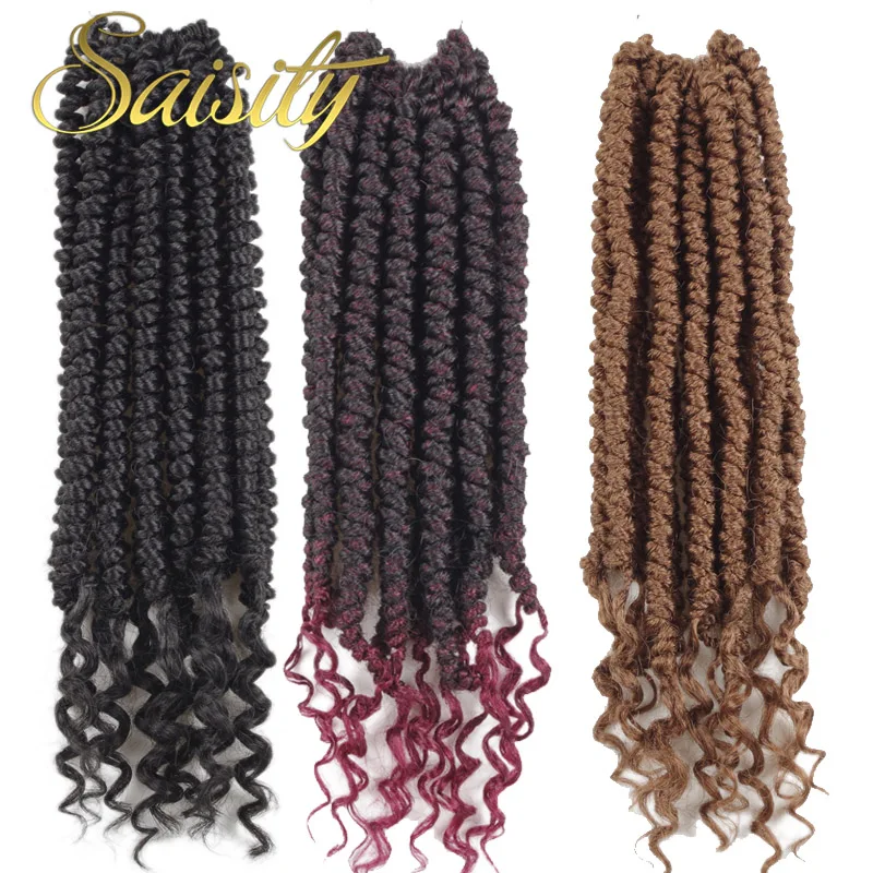 

Saisity Passion Spring Twists Synthetic Crotchet Hair Extensions Crochet Braids Fiber Fluffy Kinky Curly Twist Braiding Hair