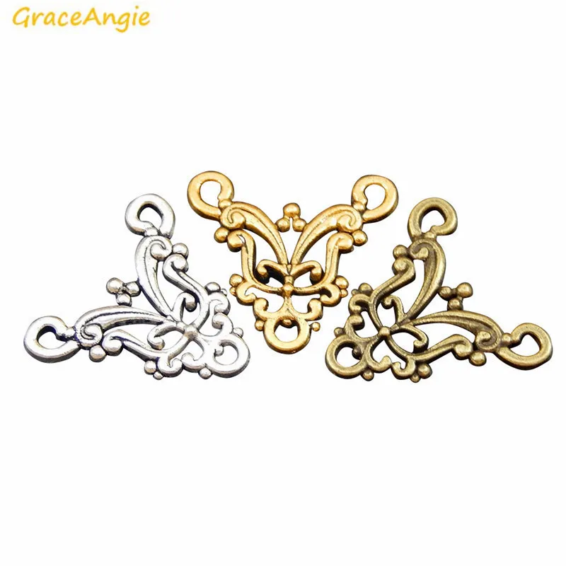 

GraceAngie 15pcs Antique 3 Color Mix Sale Three Holes Connectors Handmade DIY Vintage Fine Jewelry Necklace Earring Findings