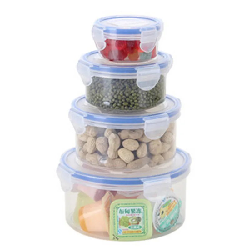 

4 Pieces Round Food Container Kitchen Storage Lunch Box 100ml 300ml,600ml,1150ml
