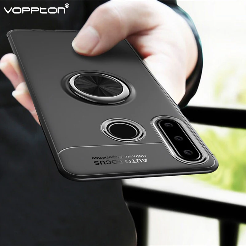 

Metal Finger Ring Case For OPPO Realme 3 Phone Case Matte Silicone Soft TPU Back Cover for Realme 3 Shockproof funda