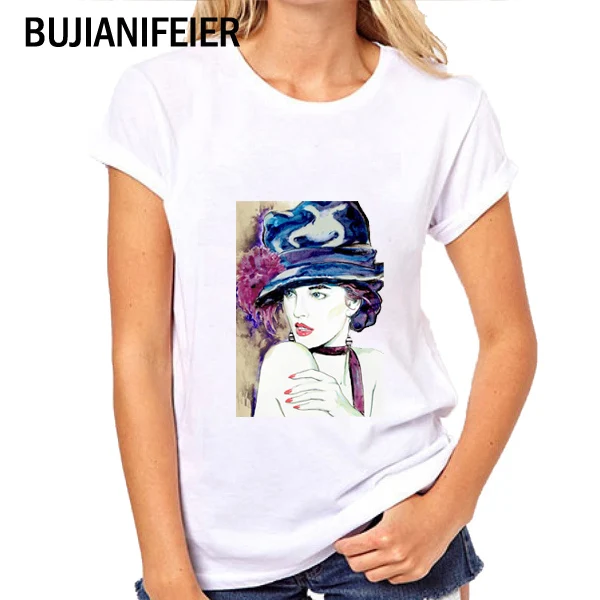 

BUJIANIFEIER 2019 NEW fashion summer Short sleeve girl Slim fit print T-shirt BJN76
