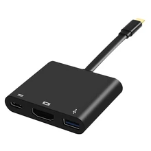 Новые 3-в-1 Thunderbolt Тип usb C концентратор к HDMI адаптер 4 k USB-C Узловая док-станция с Тип-C Питание для MacBook Pro
