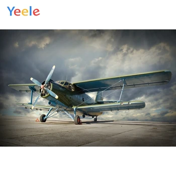 

Yeele Dark Sky White Clouds Airport Airplane Holiday Photography Backgrounds Customized Photographic Backdrops for Photo Studio