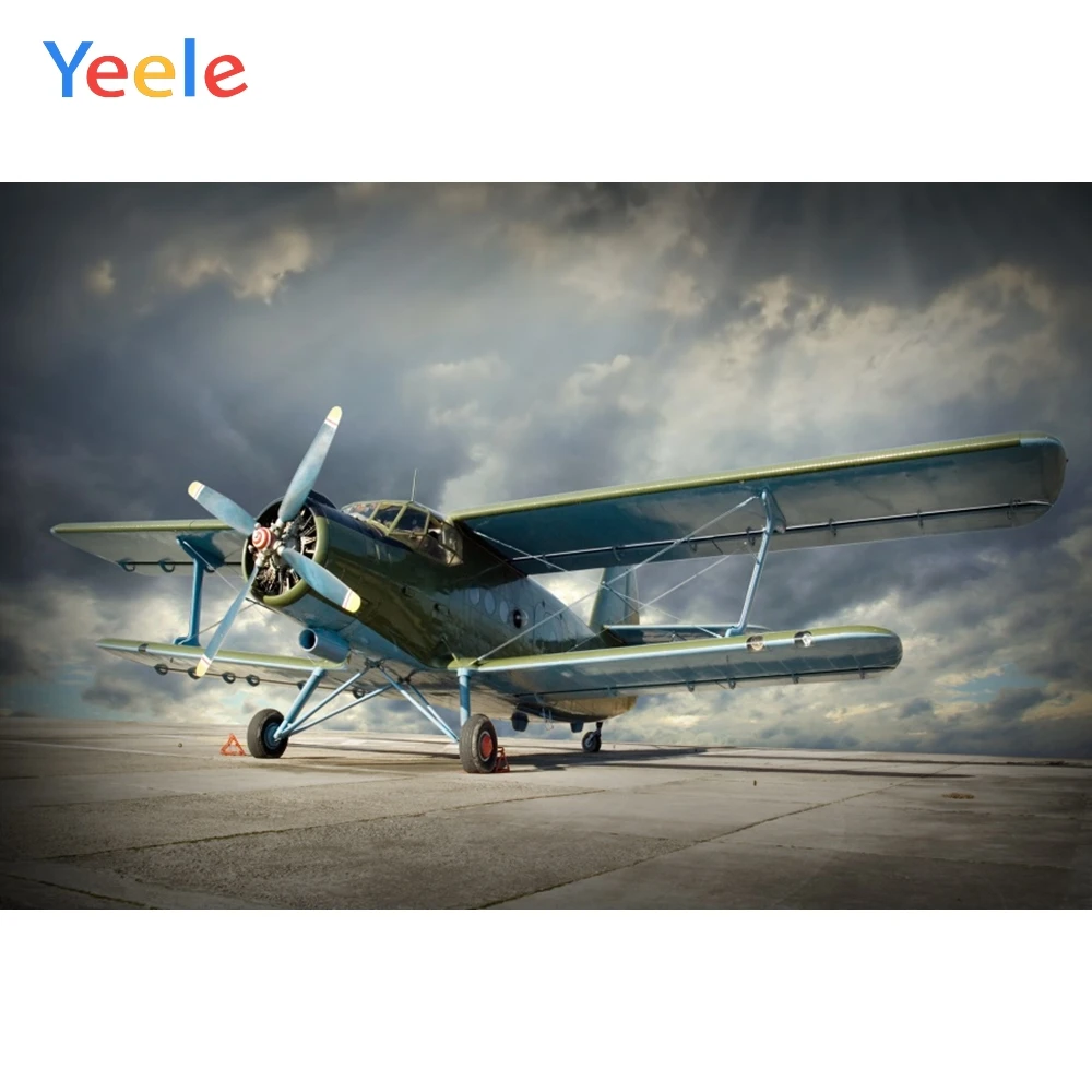 Фоны для фотосъемки Yeele с изображением темного неба белых облаков аэропорта
