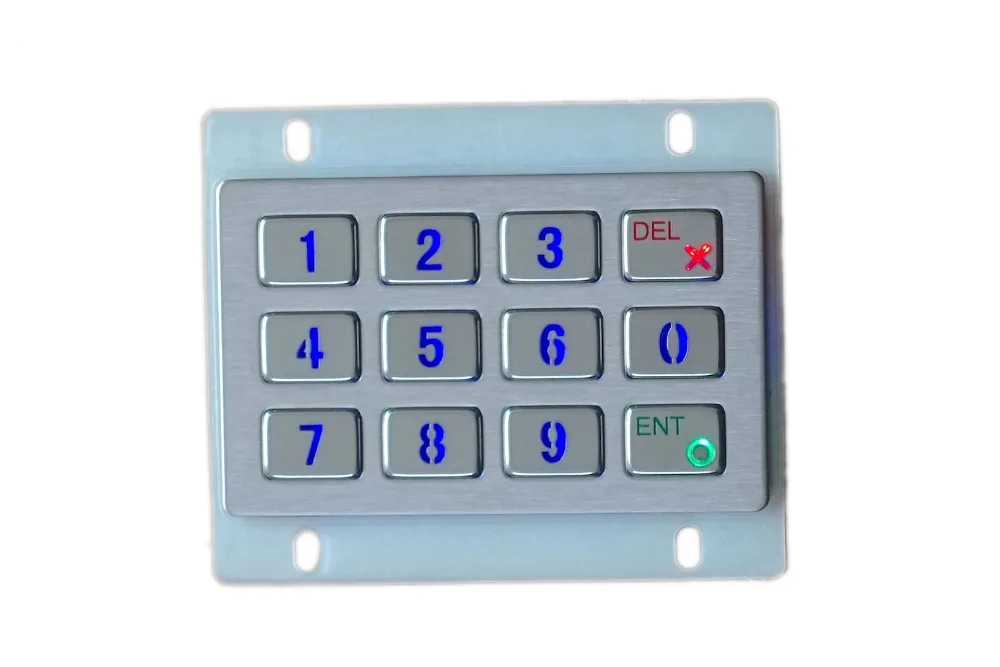 

3*4 matrix industrial stainless steel 12 illuminated key button metal top panel numeric keypad with Led backlight,kiosk keyboard