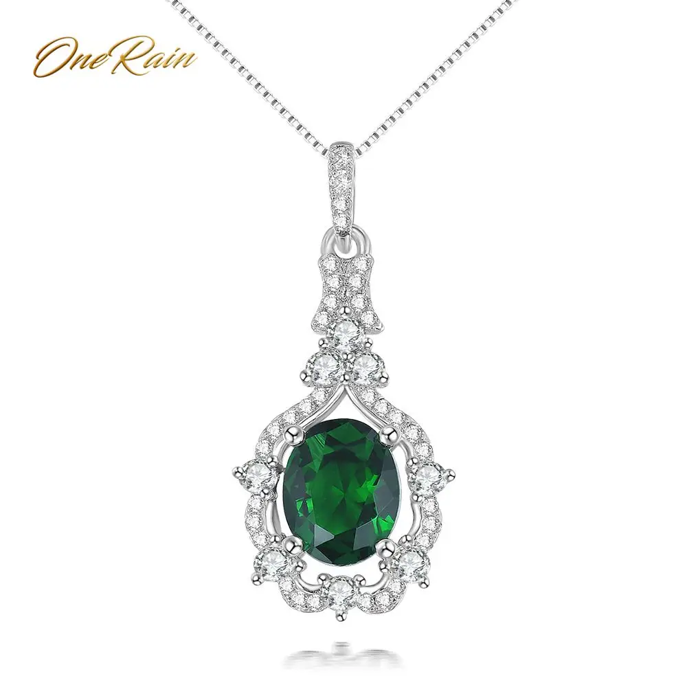 

Wong Rain Vintage 100% 925 Sterling Silver 8 * 10 MM Oval Ruby Sapphire Gemstone Birthstone White Gold Pendant Necklace Jewelry