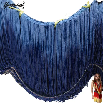 

YACKALASI Dip Dye Ombre Fringe Tassel Soft Rayon Latin Macrame Dance Dress Trimming Samba Skirt Tassel LightBlue 25cm
