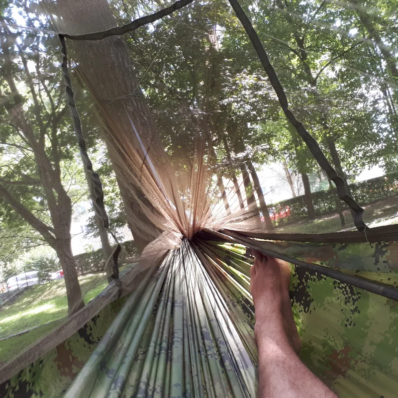 1-2 Person Outdoor Mosquito Net Parachute Hammock Camping Hanging Sleeping Bed Swing Portable Double Chair Hamac Army Green