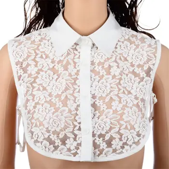 

Shirt Fake Collar White & Black Vintage Lace Detachable Collar Blouse Ladies Tops Shirt Cotton Fake Collars Women Clothes Q1123