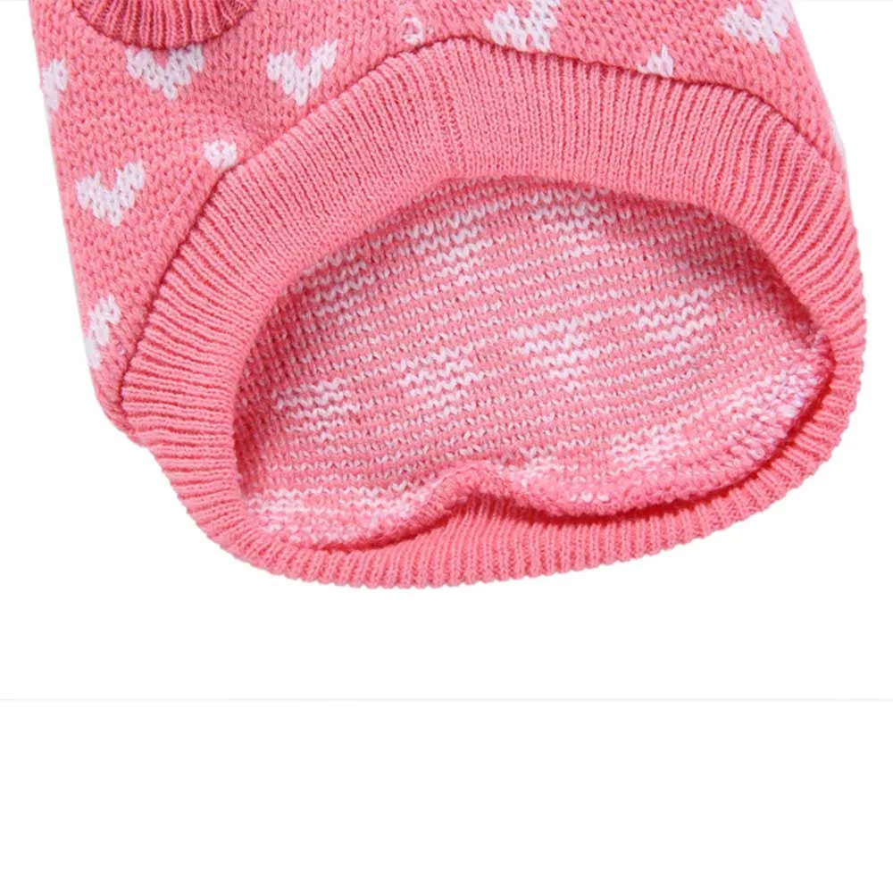 Розовое сердце с круглым вырезом маленькая собака Милая одежда свитер со щенком Одежда для собак