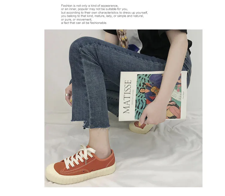 Из парусины вулканизованные обувь ретро-классика супер-хит лето белые туфли женские Корейская версия ins маленькие грязные оранжевые тканевые туфли