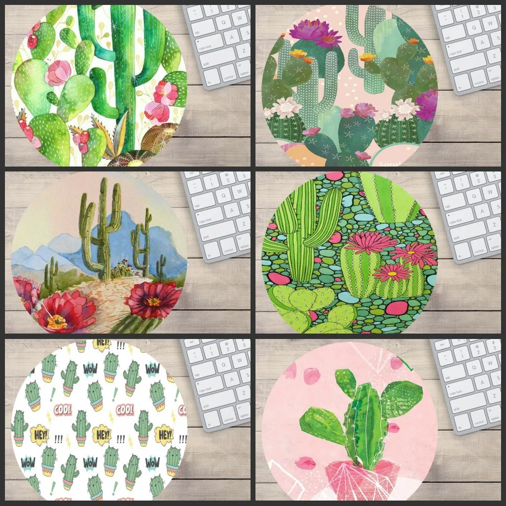 

Mairuige Cactus Watercolor Comfort Round Mouse Mat Game Mousepad Keyboards Mat Gamer Gaming Mouse Pad Desk Mat Anime Mouse Pad