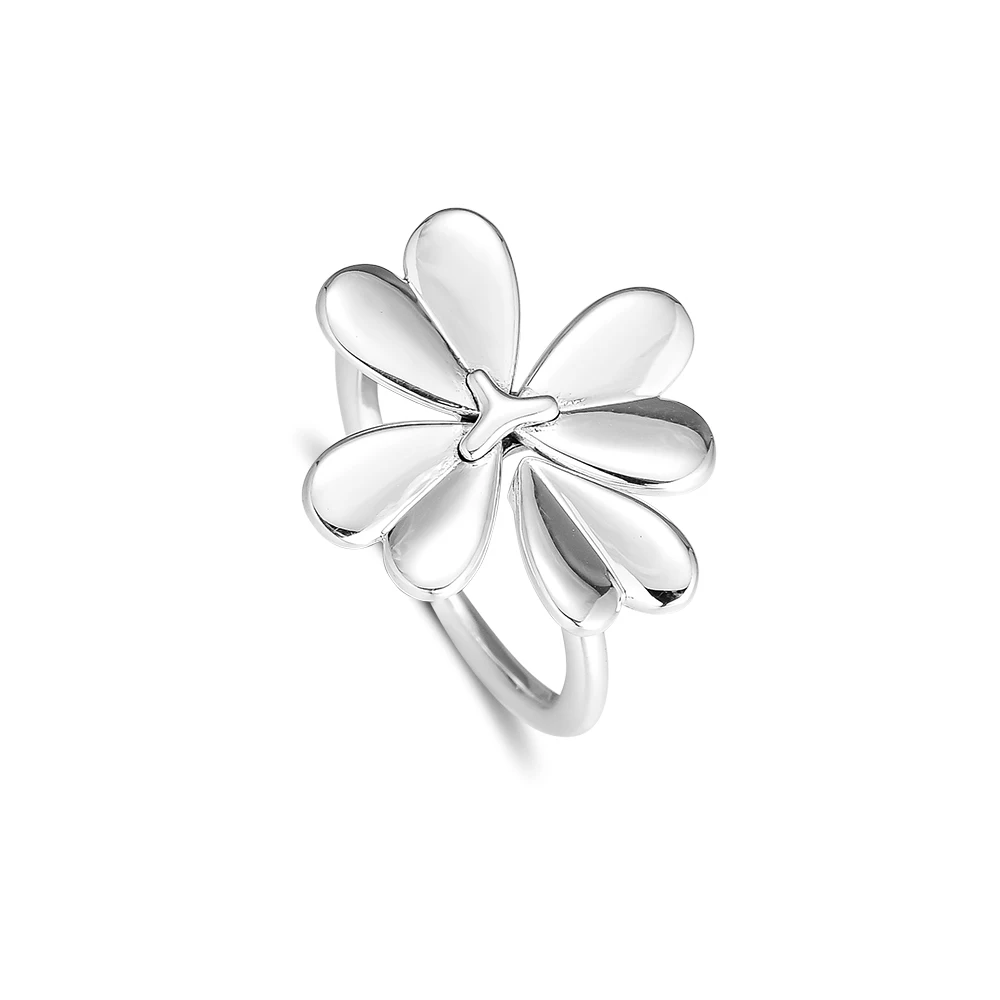

Pandulaso Moving Clover Ring Spring Ring 925 Sterling-Silver-Rings DIY Fashion Feamle Rings European Jewelry For Women