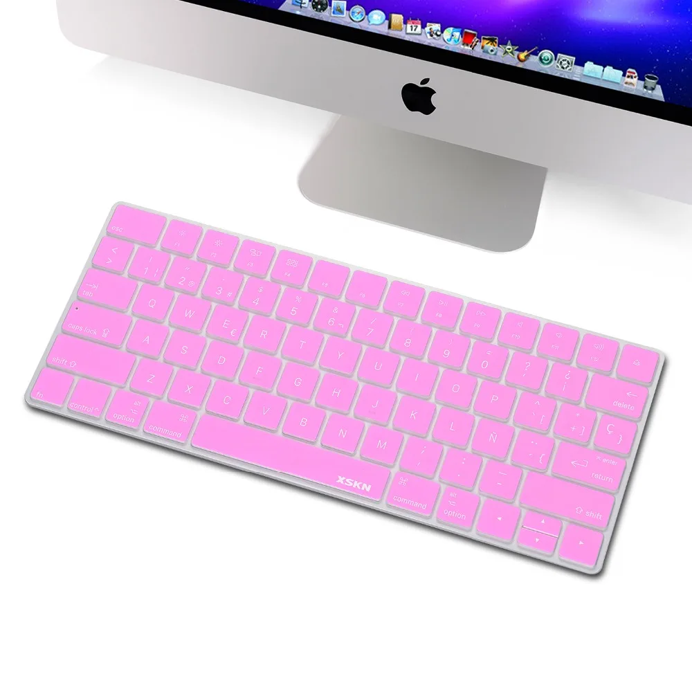 

for Magic Keyboard Spanish Skin Protector, XSKN Spanish Language Silicone Keyboard Cover for Apple Wireless Magic Keyboard, Pink