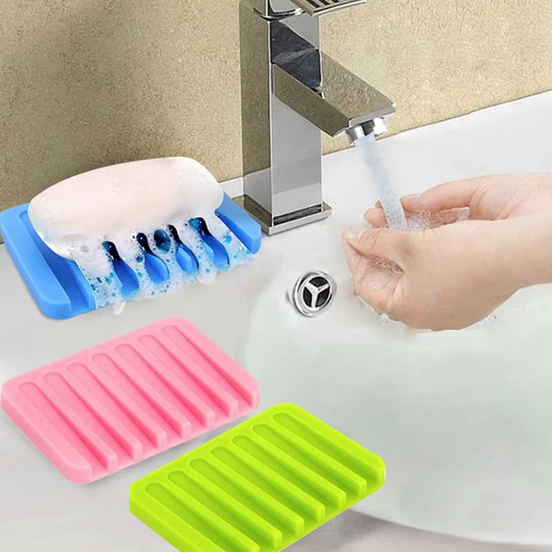 1 шт., креативная красочная силиконовая Гибкая мыльница для хранения, держатель для мыла, лоток для слива, инструменты для ванной, аксессуары для ванной комнаты