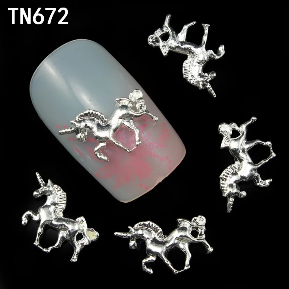 10pcs Glitte silver Rhinestones 3d Nail Art Decorations, Alloy Nail