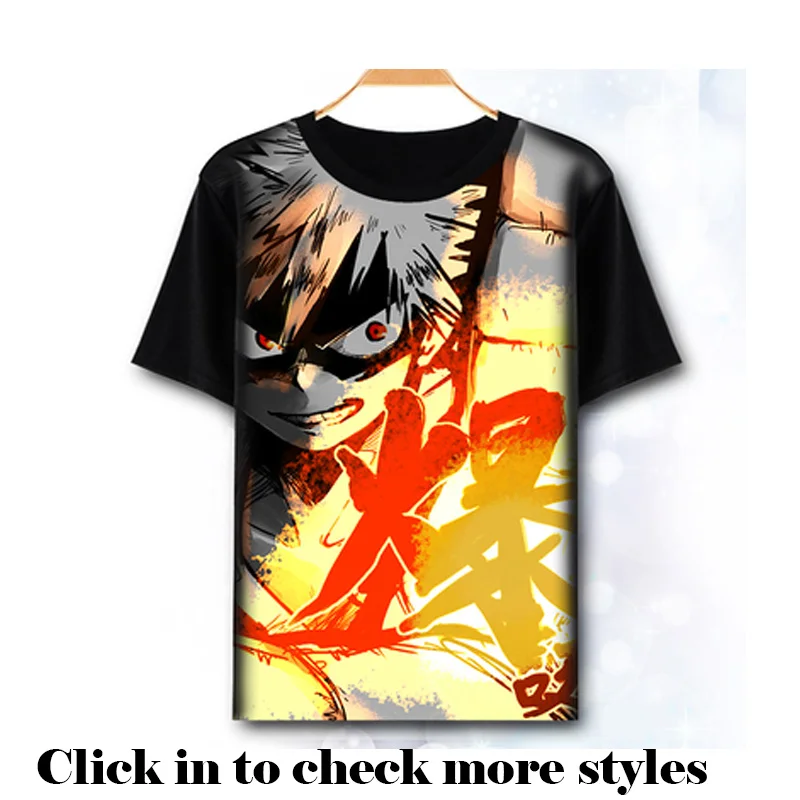 Japan Anime My Hero Academia Bakugou Katsuki Short Sleeve T-shirt Breathable Summer Tee Shirt Washable Prints Men T | Мужская одежда