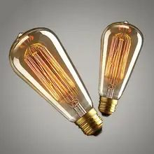 Светодиодный ламп накаливания E27 Ретро Эдисон лампы 220-240V E27 Винтаж ST64 лампа накаливания ампулы Edison ретро старинные светильник лампочка