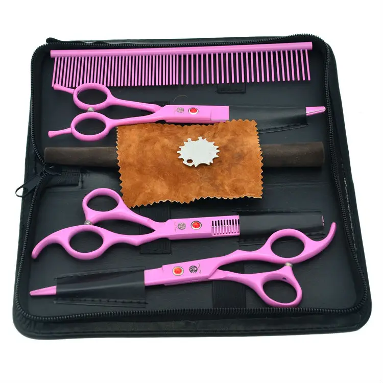 

7.0" Pet Scissors Set Painted Dog Grooming Hair Shears Dog Scissors Straight & Curved & Thinning Scissors, LZS0359