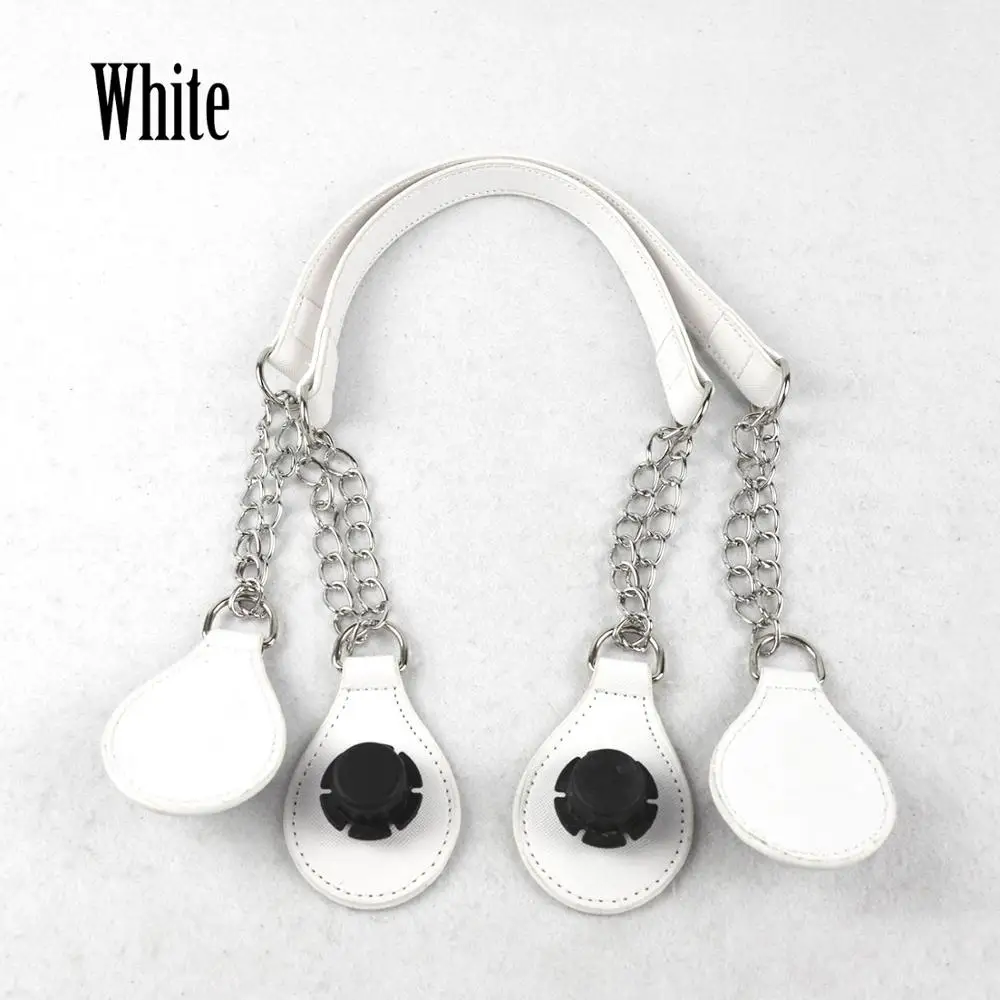 white TANQU, 1 пара, Длинная кожаная полиуретановая ручка с цепочкой, двойная металлическая цепочка для O Bag для EVA Obag, женская сумка - Цвет: white