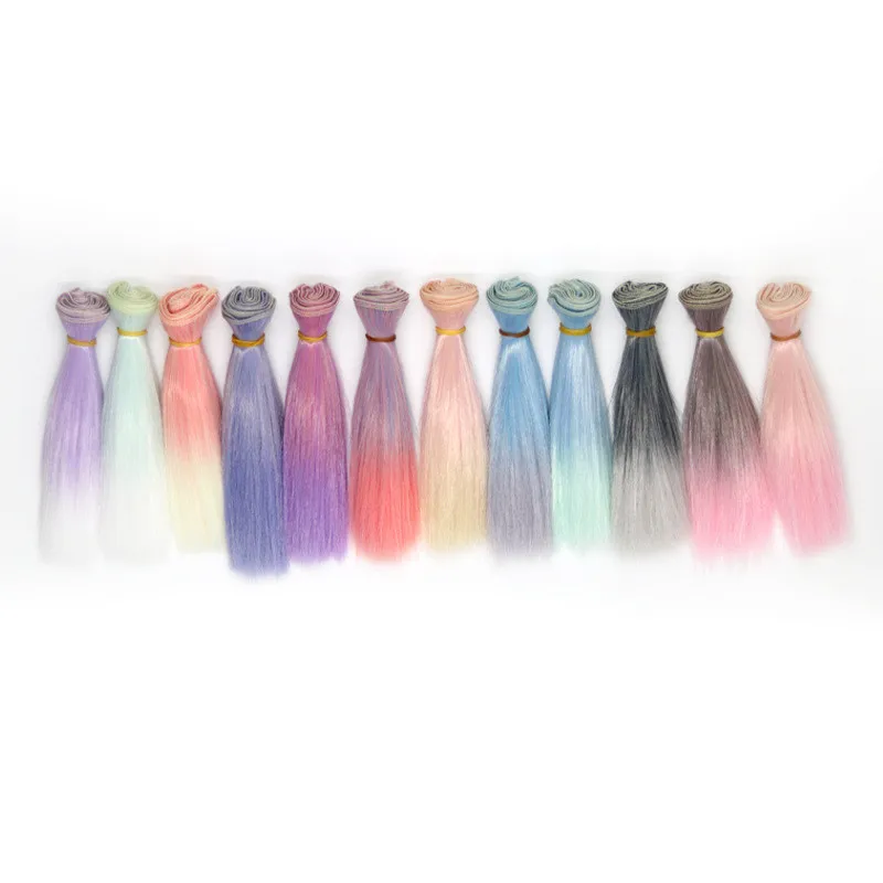 

1pcs 15cm Doll Accessories Straight Synthetic Fiber Wig Hair For Doll Wigs High-temperature Wire