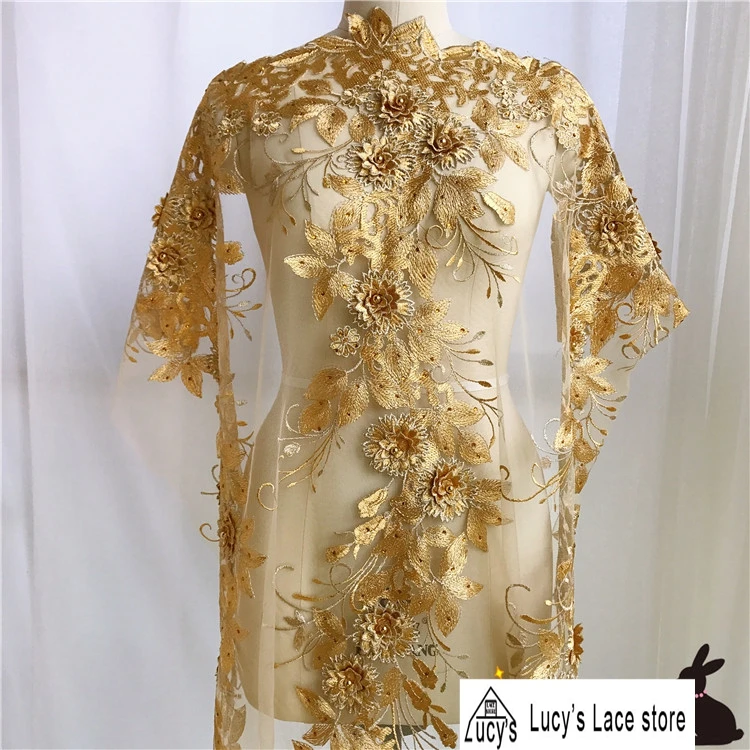 

1 Piece handmade embroidered beading lace! Pink, Wine red, Gold, Grey, Navy blue 5 Colors 3d appliqued lace patches lace fabric