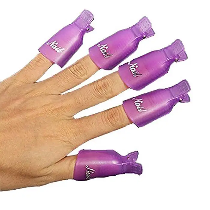 10 Pcs Reusable Plastic Acrylic Nail Art Gel Polish Remover Wrap Cleaner Clip