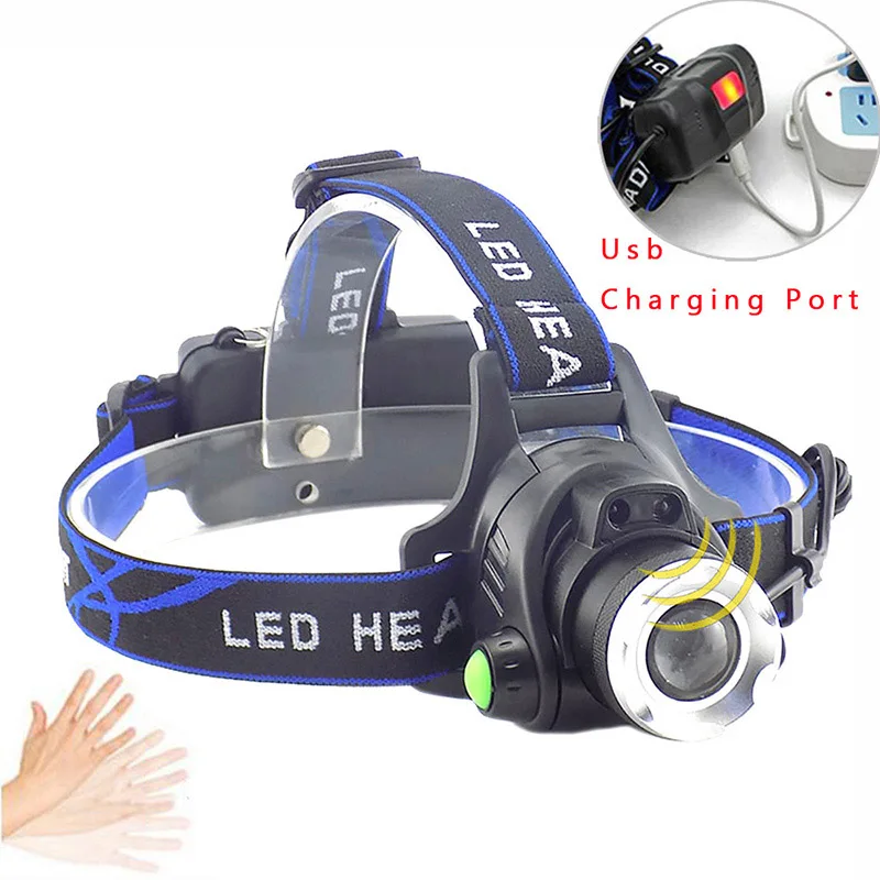 

2018 new Sensor High Power Led Headlamp Headlight flashlight XPE Q5 Head Lamp Torch adjustable zoom for Hunting Fishing camping