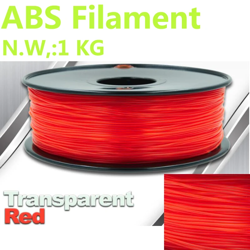 

Transparent red filament 1kg abs filament 1.75mm PinRui brand 3d printer abs plastic filamento abs 375m 3d printer pen wire