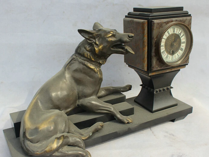 

JP S0524 18" Europe style Bronze Zodiac Year Dog stem-winder machinery Mechanical clock